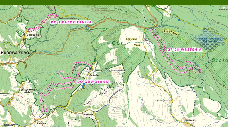 mapa zamkniętych szlaków